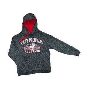 Tipsy Rocky Mountains Colorado Hoodie Sweatshirt Unisex‎ Large Gray Red Graphic